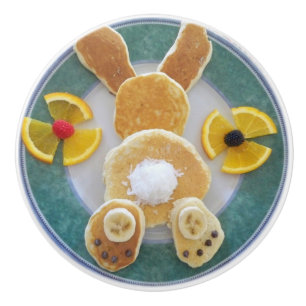 Bunny Rabbit Pancake Breakfast Drawer Pull Knob Keramikknauf