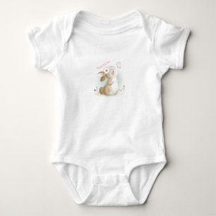 Bunny Rabbit Personalisiert Girl Pink Niedlich Baby Strampler