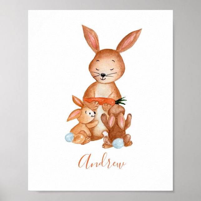 Bunny Rabbit Personalisiert Kinderzimmer Wall Art  Poster (Vorne)