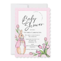 Bunny Rabbit Pink Gingham Baby Dusche