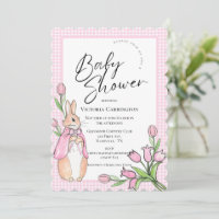 Bunny Rabbit Pink Gingham Baby Dusche