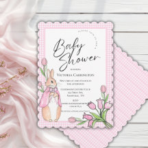 Bunny Rabbit Pink Gingham Baby Dusche