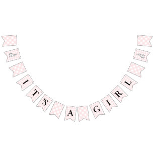 Bunny Rabbit Pink Gingham Baby Dusche Jagdflagge Wimpelkette