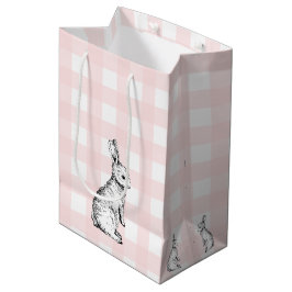 Bunny Rabbit Pink Gingham Gift Bag Mittlere Geschenktüte