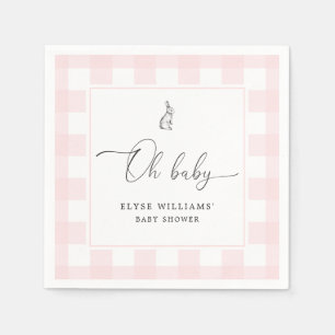Bunny Rabbit Pink Gingham Oh Baby Paper Napkin Serviette