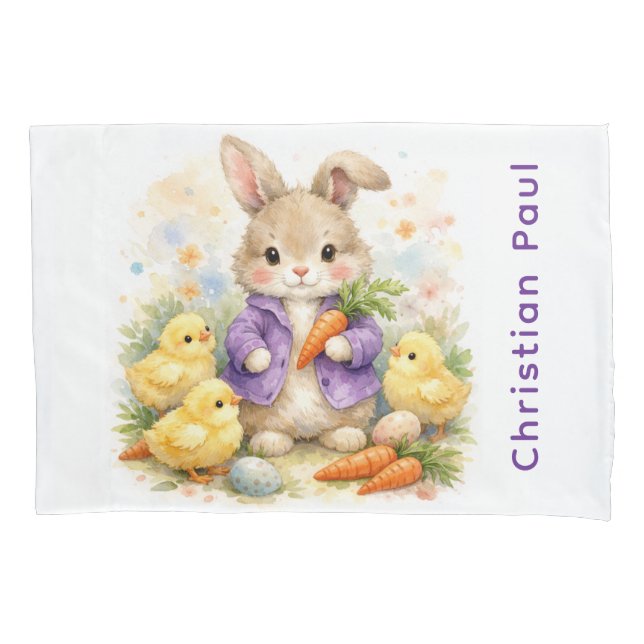 Bunny Rabbit Purple Jacket Baby Shower Gift Kissenbezug (Vorderseite)