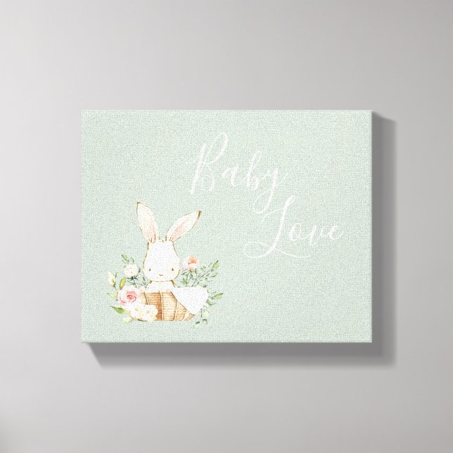 Bunny Rabbit Sage Green Leinwanddruck (Vorderseite)