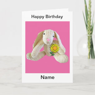 Bunny Rabbit saluant fille de carte d'anniversaire