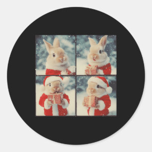Bunny Rabbit Santa Animal Fotografy Christmas Ra Runder Aufkleber