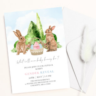 Bunny Rabbit Spring Easter Egg Baby Gender Reveal Einladung