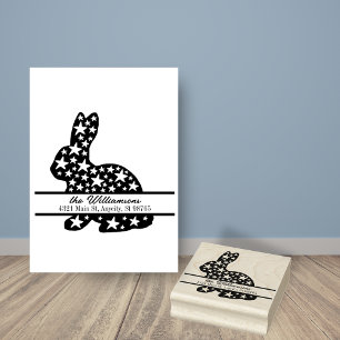 Bunny Rabbit Stars Monogram Rücksendeadresse Gummistempel