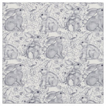 Bunny Rabbit Toile Muster Blau & Weiß Niedliche De