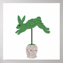 Bunny Rabbit Topiary Ginger Jar Art Print Poster