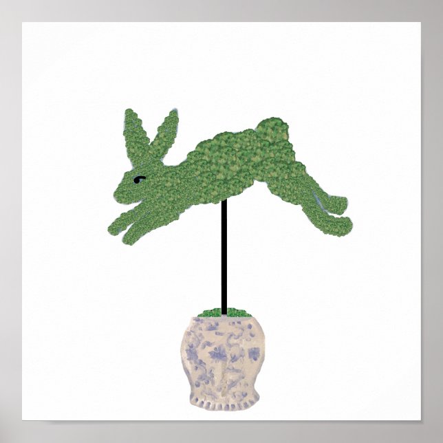 Bunny Rabbit Topiary Ginger Jar Art Print Poster (Vorne)
