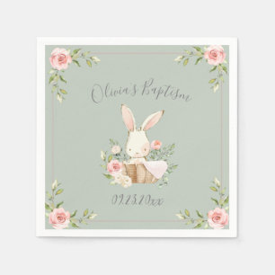 Bunny Rabbit Watercolor Sage Green Baby Dusche Serviette