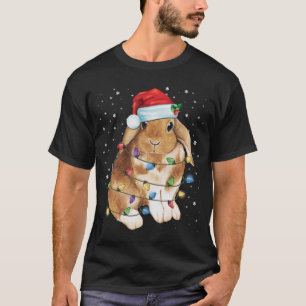 Bunny Rabbit Weihnachtslicht Weihnachtsmannmütze W T-Shirt