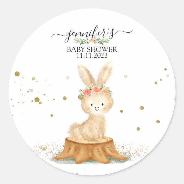 Bunny Rabbit wildlife forest baby Runder Aufkleber (Vorderseite)