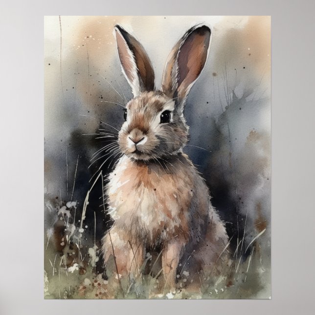 Bunny Rabbit Woodland Animal Art Print Poster (Vorne)