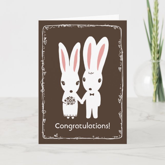 Bunny Rabbits Hochzeit Herzlichen Glückwunsch Glüc Karte (Vorderseite)