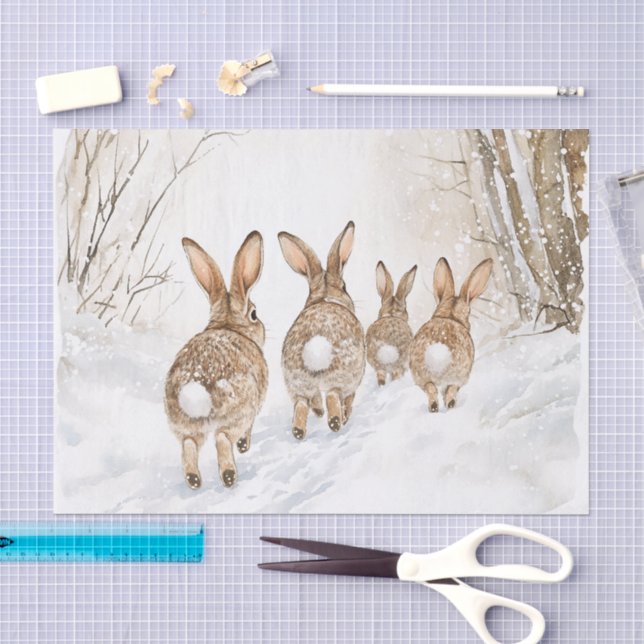 Bunny Rabbits Woods Christmas Seidenpapier (Handwerk)