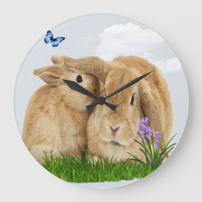 Bunny rabbitt große wanduhr (Vorderseite)