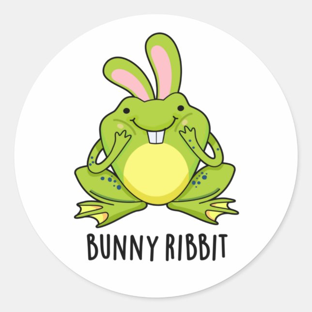 Bunny Ribbit Funny Rabbit Frosch Puff Runder Aufkleber (Vorderseite)