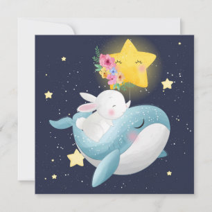 Bunny Ride Whale Feiertagskarte