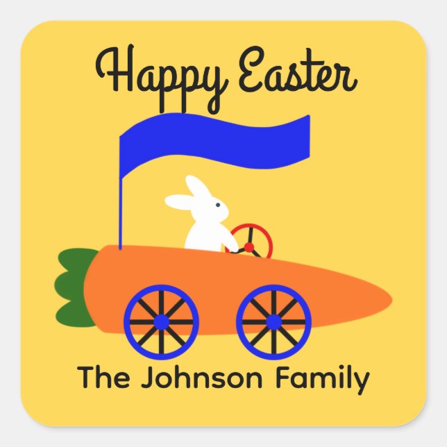 Bunny Riding Carrot Car #1 Stickers (Vorderseite)