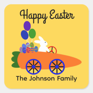 Bunny Riding Carrot Car #3 Stickers
