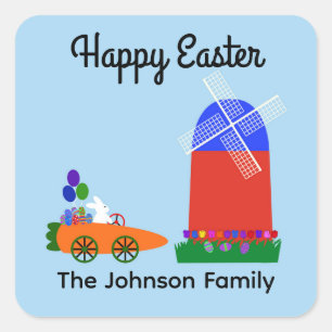 Bunny Riding Carrot Car #4 Stickers