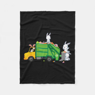 Bunny Riding Garbage LKW Funny Oster Kids Boys Fleecedecke