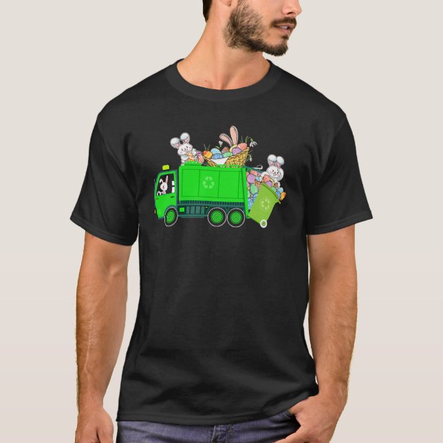 Bunny Riding Garbage Truck Easter Day Bunny Garbag T-Shirt (Vorderseite)