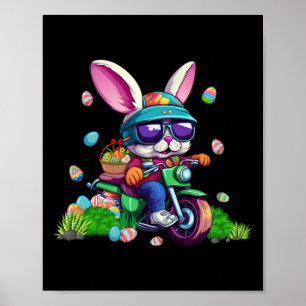 Bunny Riding Motorrad Ostereier Korb Männer Wom Poster