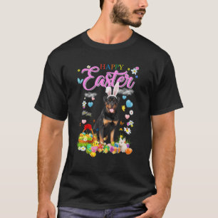 Bunny Rottweiler Hund Happy Ostereier T-Shirt