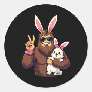 Bunny Sasquatch Bigfoot Sungles Oaster Runder Aufkleber