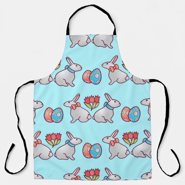 Bunny seamless pattern with easter eggs and a bouq schürze (Vorderseite)