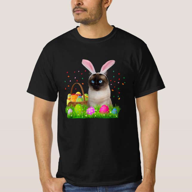 Bunny Siamese Cat Funny Easter Siamese Cat Lover G T-Shirt (Vorderseite)