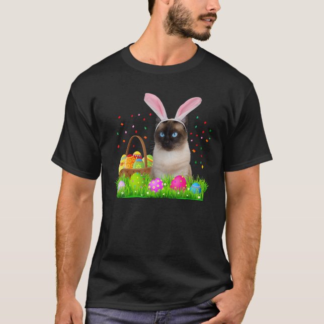 Bunny Siamese Cat Funny Easter Siamese Cat Lover T-Shirt (Vorderseite)