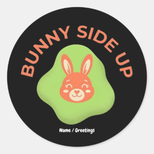 Bunny Side Up Retro-Oster-Ei Grafikdesign Runder Aufkleber