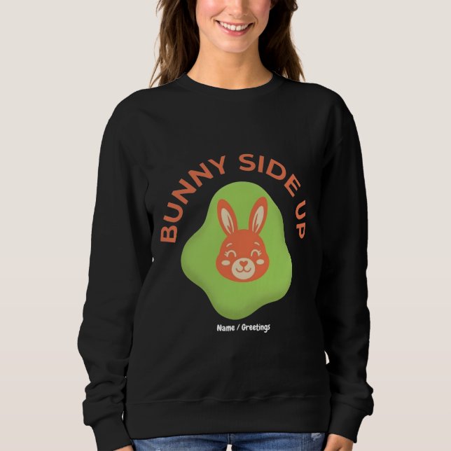 Bunny Side Up Retro-Oster-Ei Grafikdesign Sweatshirt (Vorderseite)