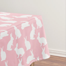 Bunny Silhouettes On Blush Pink Easter Pattern Tischdecke