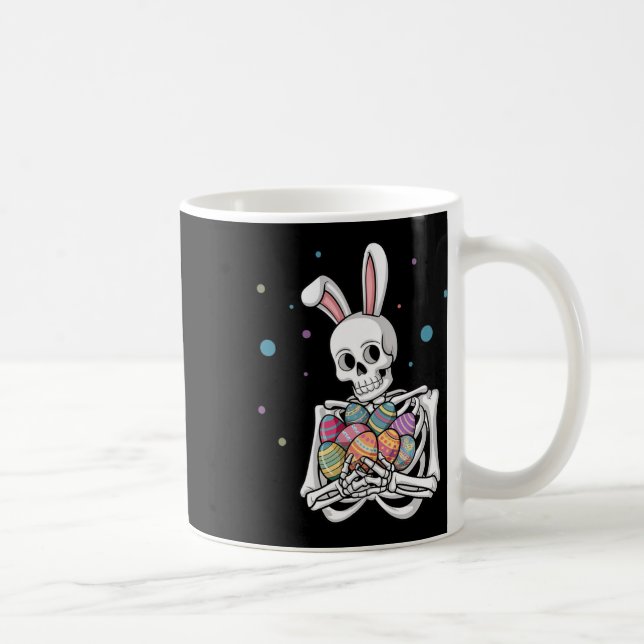 Bunny Skeleton Holding Easter Eggs Funny Easter Da Kaffeetasse (Rechts)