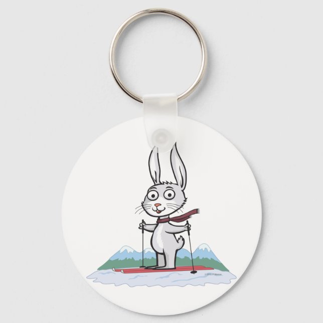 Bunny Skiing Schlüsselanhänger (Vorderseite)