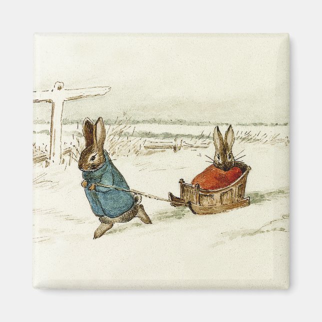 "Bunny Sleigh Ride" von Beatrix Potter Magnet (Vorne)