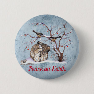 Bunny & Snow Birds Button