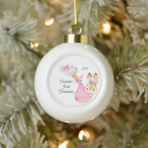 Bunny Special Delivery Baby's First Christmas Keramik Kugel-Ornament