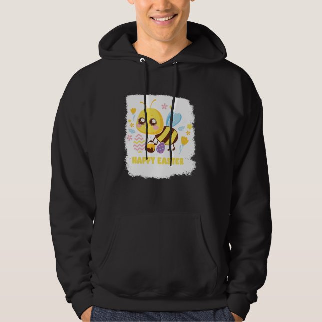 Bunny Spring Hunt Eggs bee Happy Easter Day Hoodie (Vorderseite)