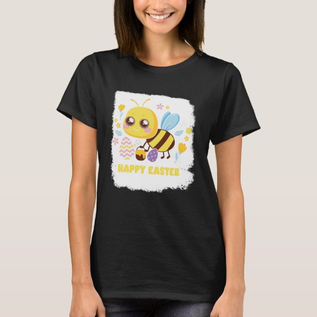 Bunny Spring Hunt Eggs bee Happy Easter Day T-Shirt (Vorderseite)
