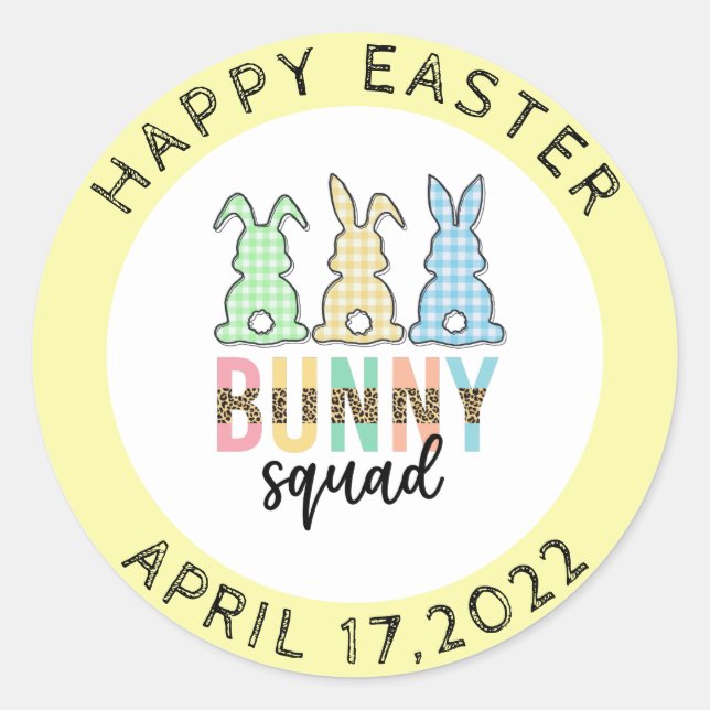 Bunny Squad | Ostereier Jagd Niedlich Bunny Runder Aufkleber (Vorderseite)