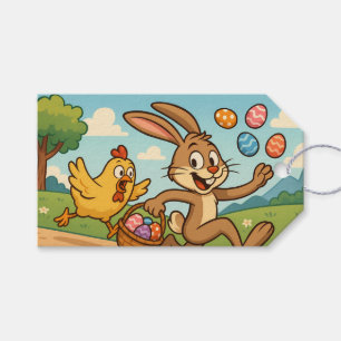 Bunny Steals Eier aus Hühnchen Retro Style Ostern Geschenkanhänger
